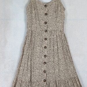 Japna Beige and Brown Printed Button-Front Sundress